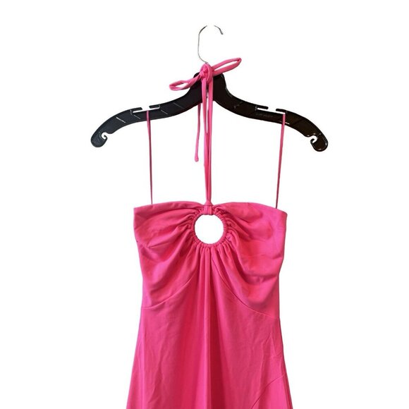NWT Susana Monaco Halter Keyhole Maxi Dress shocking pink small - Picture 6 of 9